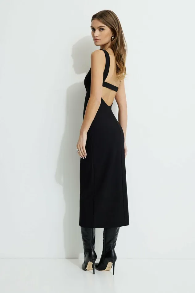 Women Dynamite Dresses and Jumpsuits Open Back Midi Dress Black