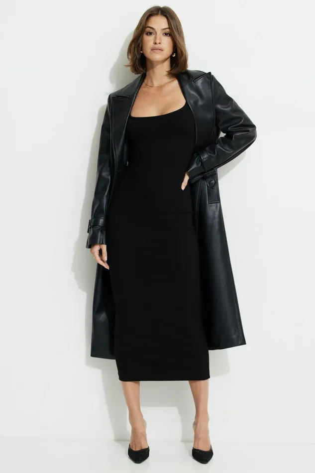 Women Dynamite Dresses and Jumpsuits Ribbed Bodycon Maxi Dress Black