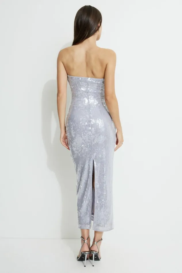 Women Dynamite Dresses and Jumpsuits Sequin Tube Maxi Dress WHITE