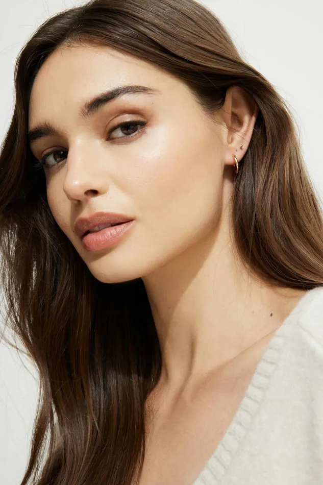 Women Dynamite Earrings 3Pack Delicate Linear Hoop Earrings White