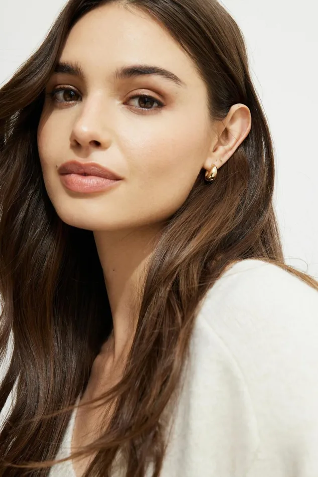 Women Dynamite Earrings 3Pack Delicate Linear Hoop Earrings White