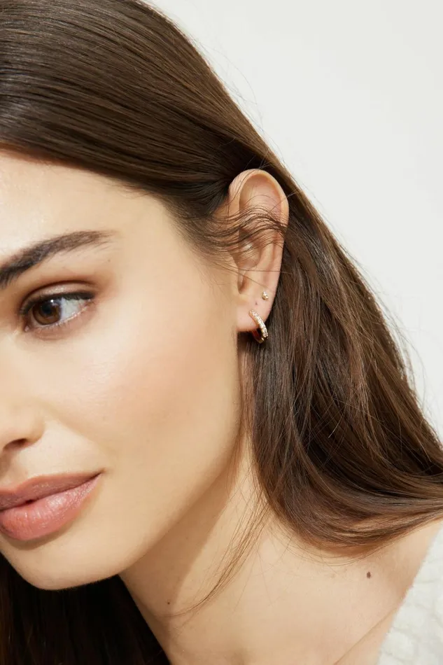 Women Dynamite Earrings 3Pack Delicate Linear Hoop Earrings White