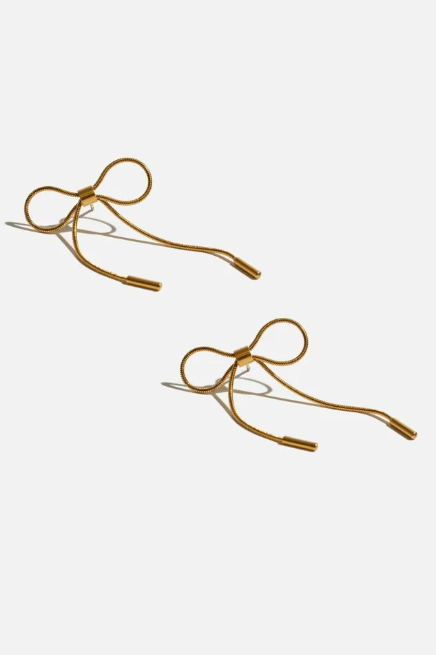 Women Dynamite Earrings Delicate Bow Earrings YELLOW