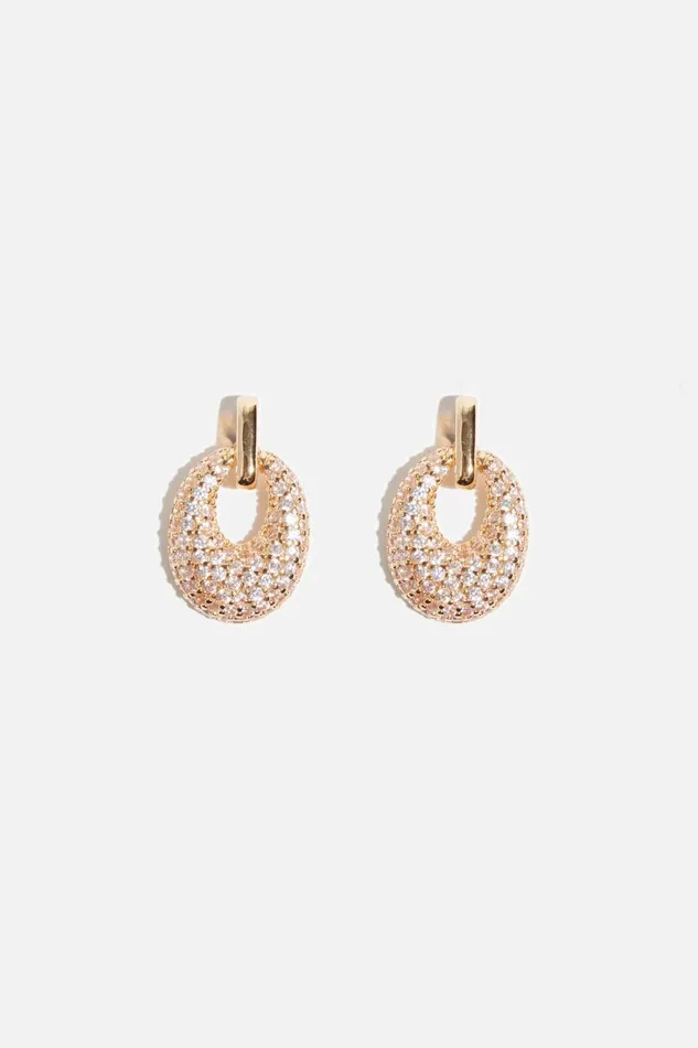 Women Dynamite Earrings Gemmed Mini Door Knocker Earrings White