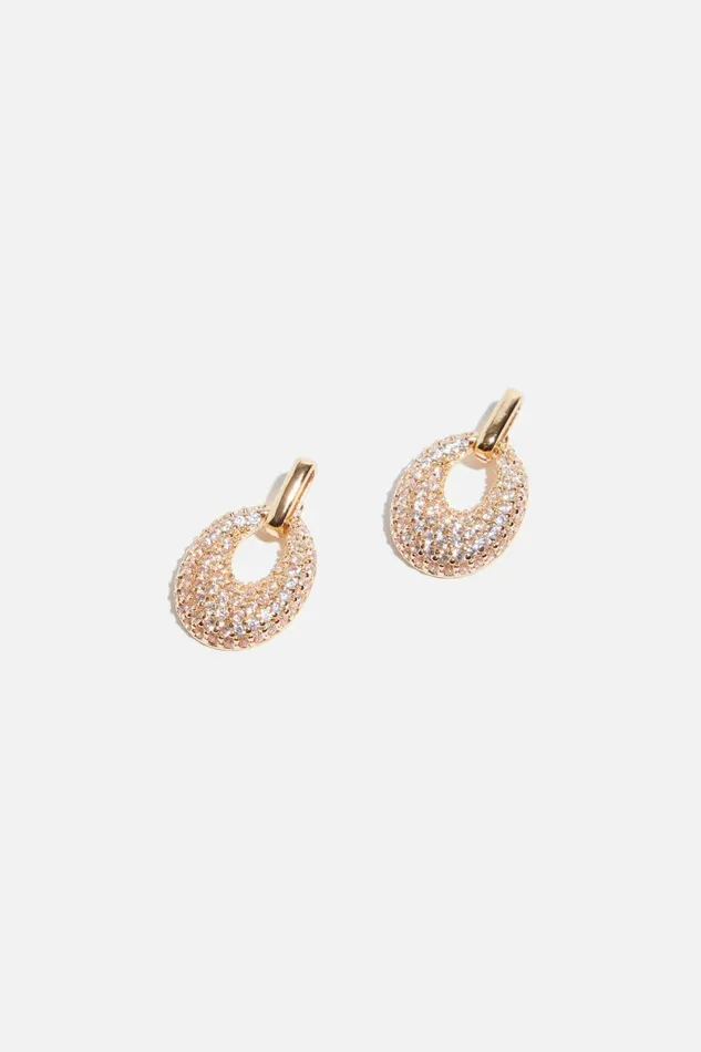 Women Dynamite Earrings Gemmed Mini Door Knocker Earrings White