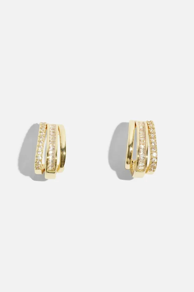 Women Dynamite Earrings Micro Pav Line Huggie Earrings White