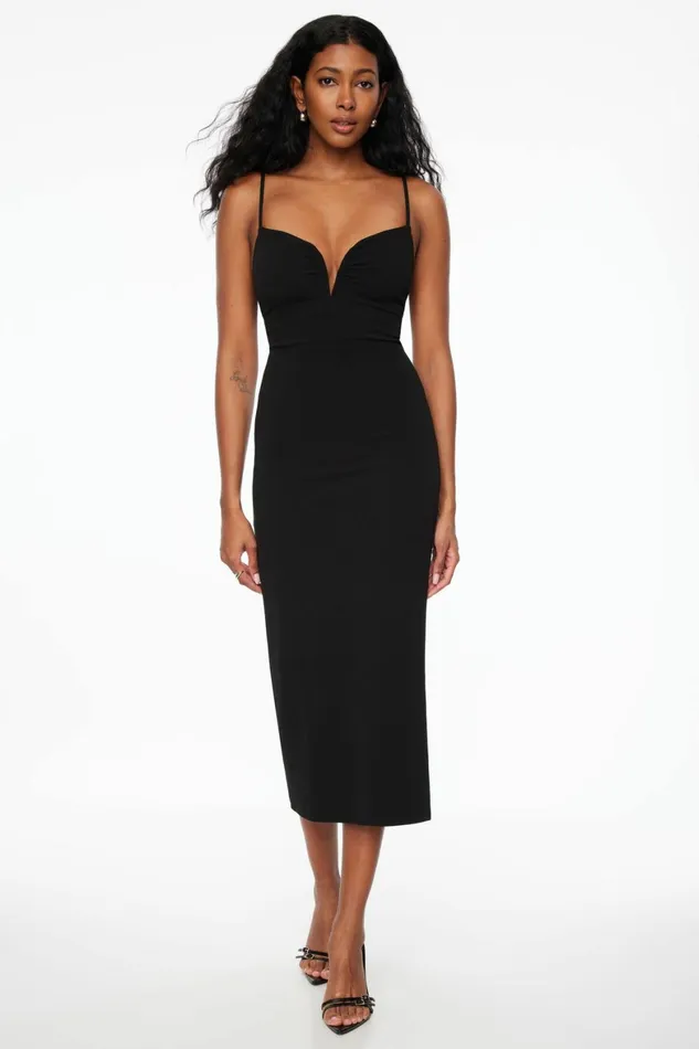 Women Dynamite Midi and Maxi Dresses Alix VWire Midi Dress Black