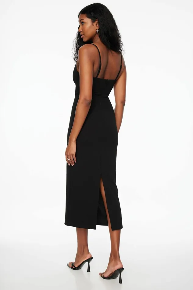 Women Dynamite Midi and Maxi Dresses Alix VWire Midi Dress Black