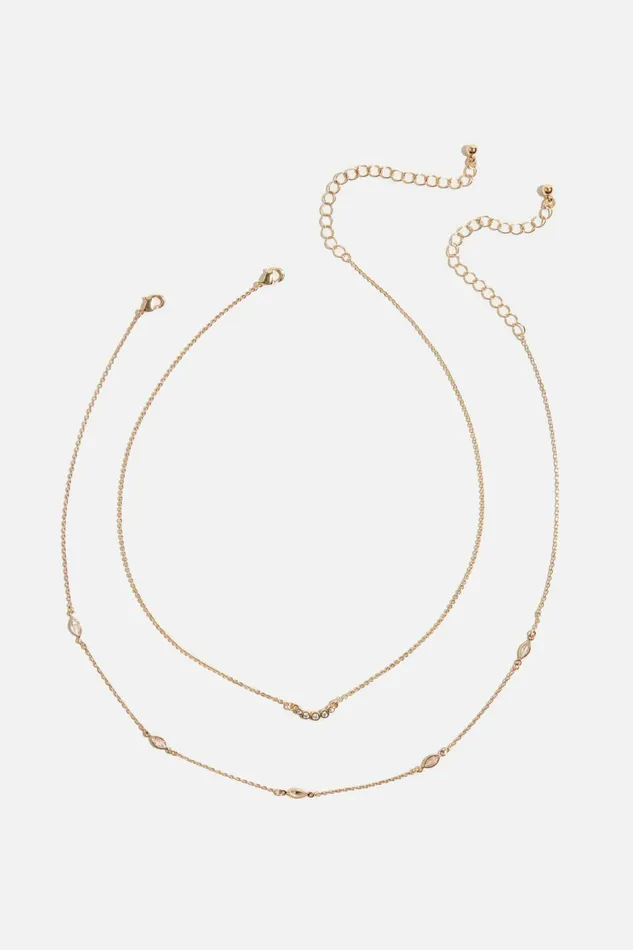 Women Dynamite Necklaces 2Pack Marquise Pave Necklaces WHITE