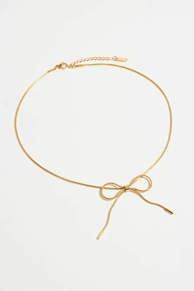 Women Dynamite Necklaces Delicate Bow Necklace Yellow