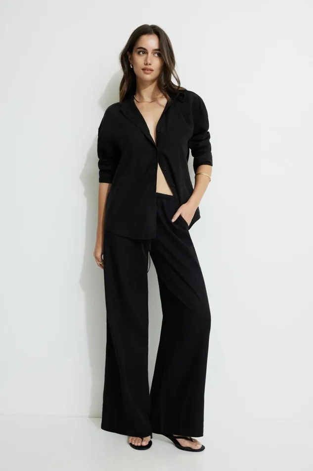 Women Dynamite Pants Leo Linen Pants Black