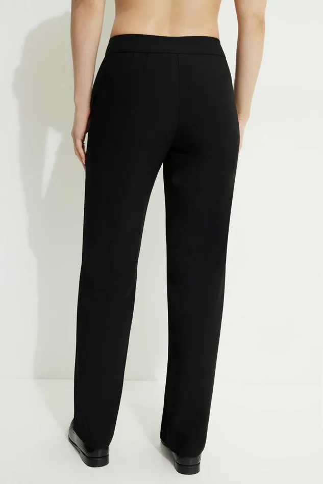 Women Dynamite Pants Mid Rise Straight Leg Pants BLACK