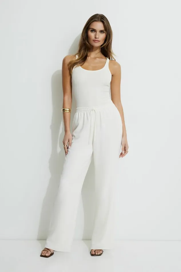 Women Dynamite Pants Wide Leg PullOn Pants Beige