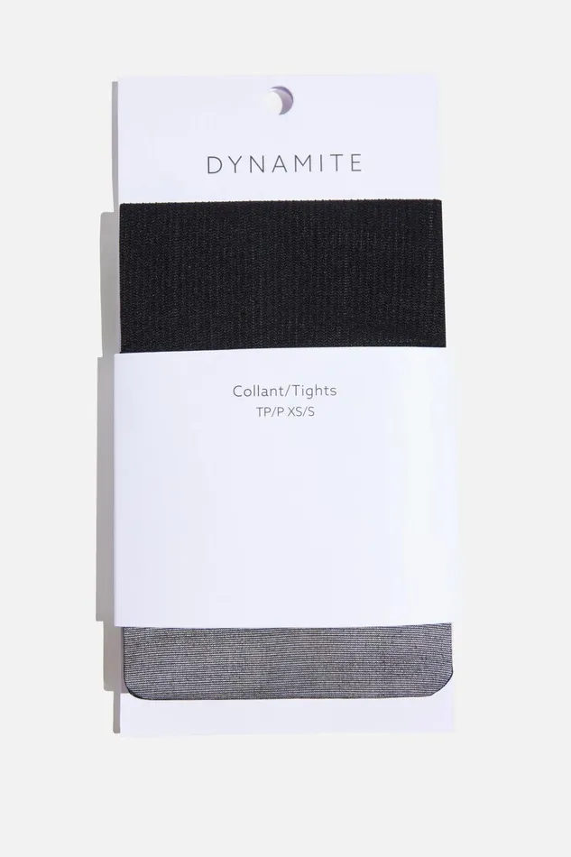 Women Dynamite Socks and Tights Faux Knee High Ribbed Tights Black
