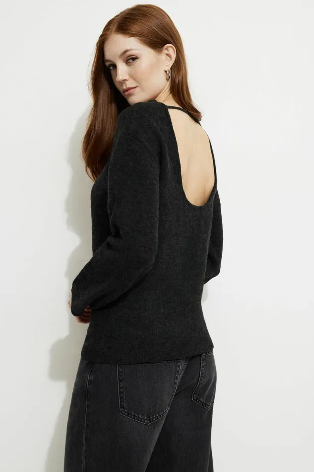 Women Dynamite Sweaters and Cardigans Heavenlyarn Open Back Sweater Blue