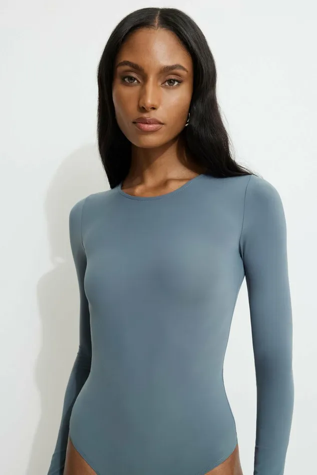 Women Dynamite Tops Kyla Sculpt Crewneck Bodysuit Gray