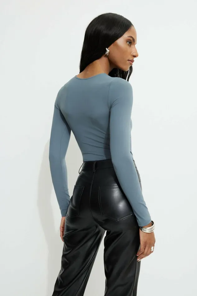 Women Dynamite Tops Kyla Sculpt Crewneck Bodysuit Gray