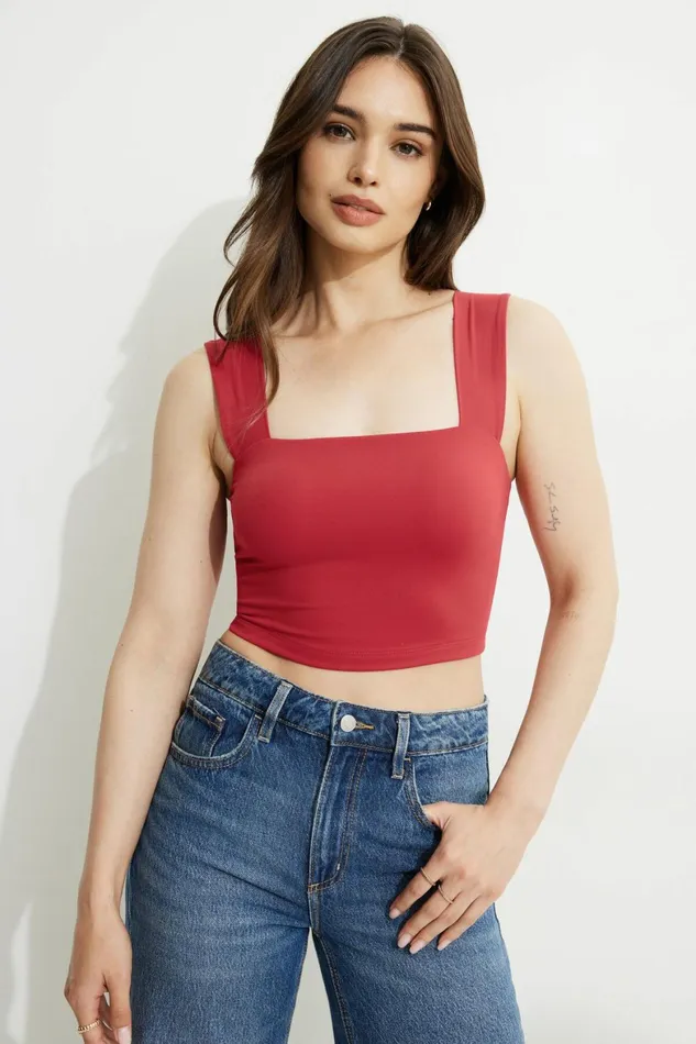 Women Dynamite Tops Lota Sculpt Tank Top Red