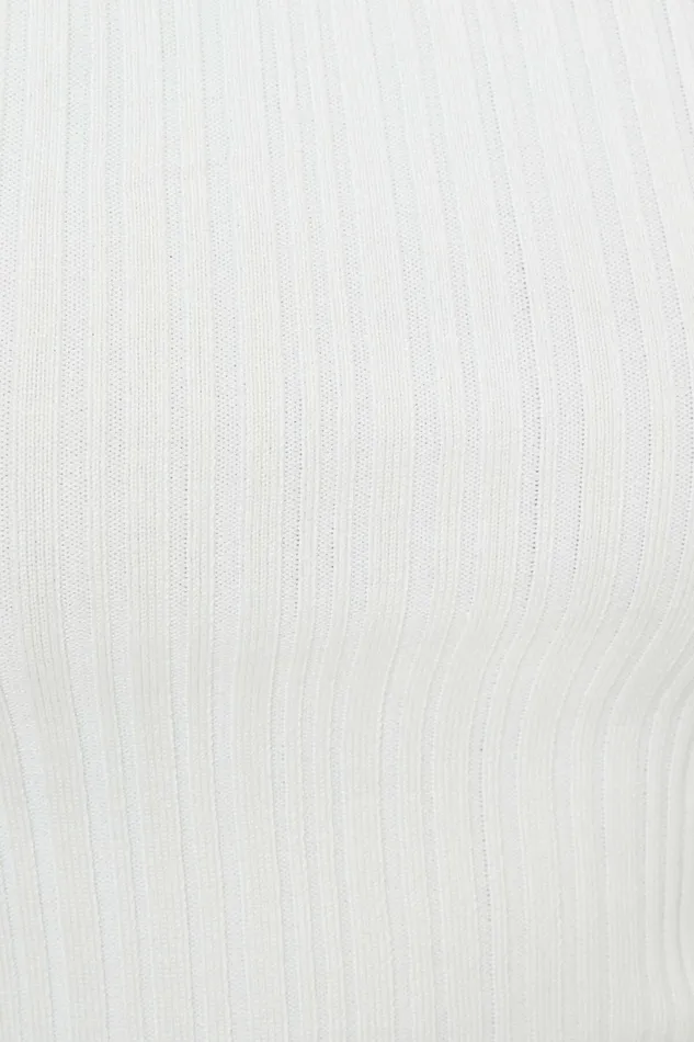 Women Dynamite Tops Ribbed Boat Neck Tank Top White