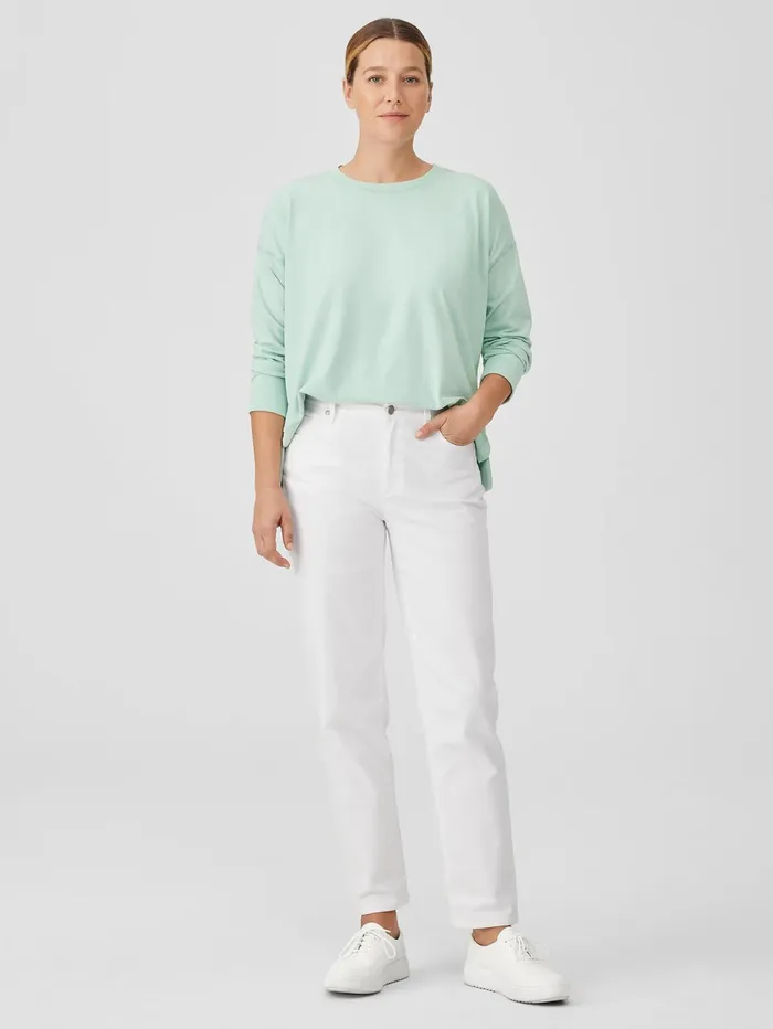 Women Eileen Fisher Denim Organic Cotton Denim HighWaisted Jean White