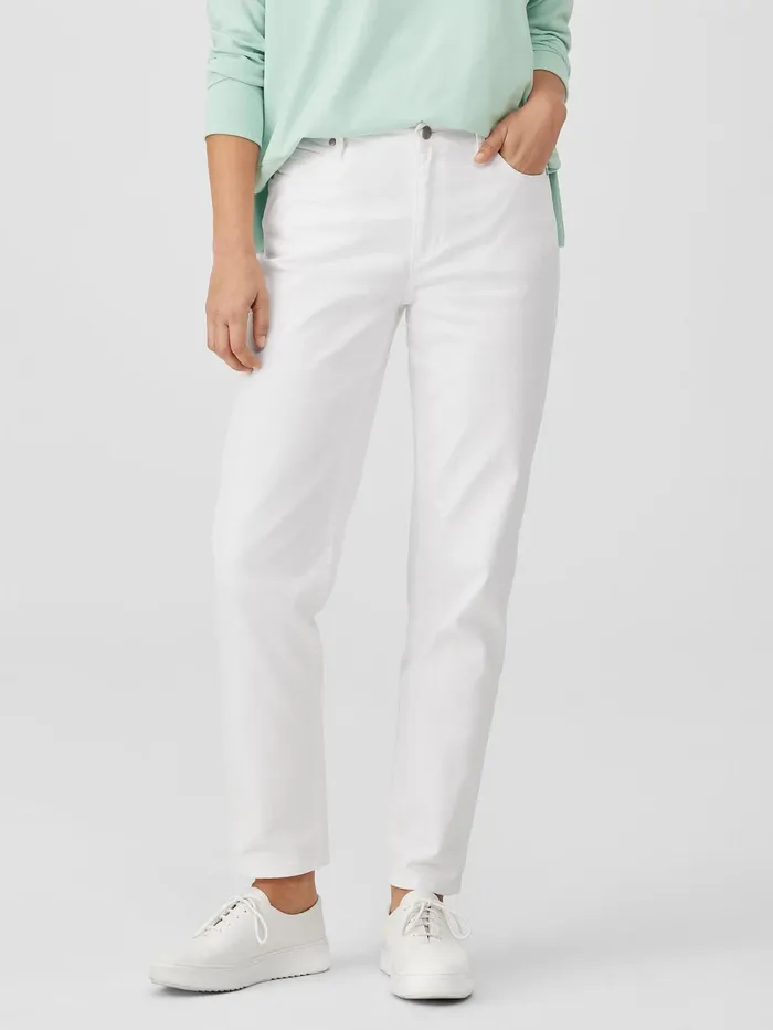 Women Eileen Fisher Denim Organic Cotton Denim HighWaisted Jean White