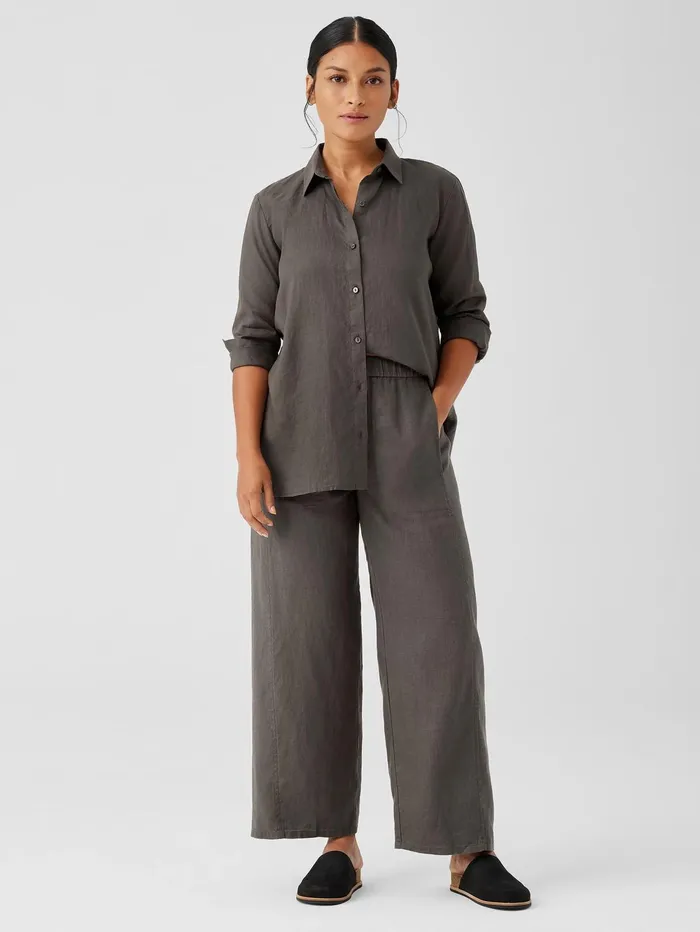Women Eileen Fisher Pants Shorts and Jumpsuits Organic Linen Wide Trouser Pant Grove