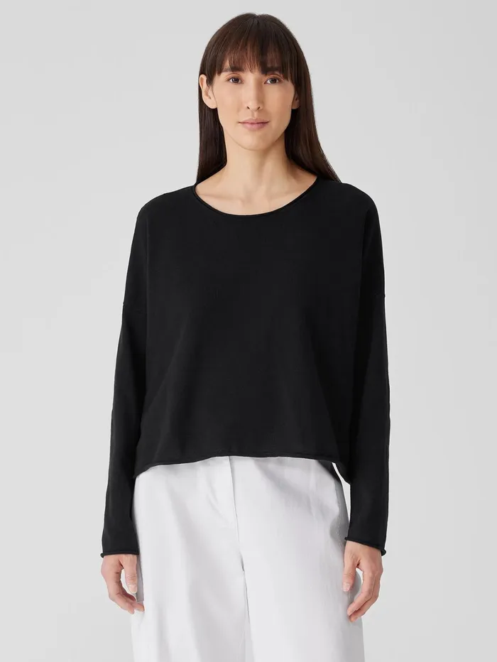 Women Eileen Fisher Pants Shorts and Jumpsuits Peruvian Organic Cotton Crepe Crew Neck Top Black Women Eileen Fisher Pants Shorts and Jumpsuits Peruvian Organic Cotton Crepe Crew Neck Top Black