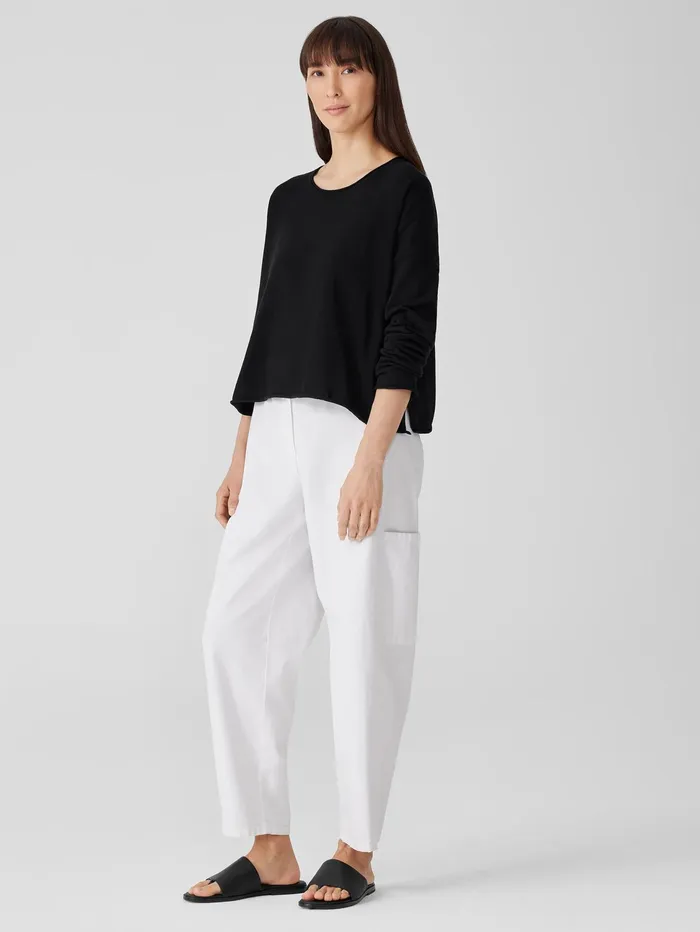 Women Eileen Fisher Pants Shorts and Jumpsuits Peruvian Organic Cotton Crepe Crew Neck Top Black