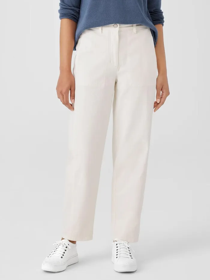 Women Eileen Fisher Pants Shorts and Jumpsuits Undyed Organic Cotton Denim Lantern Jean Undyed Natural