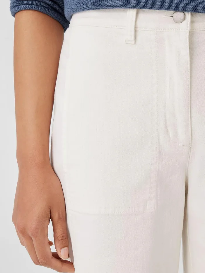 Women Eileen Fisher Pants Shorts and Jumpsuits Undyed Organic Cotton Denim Lantern Jean Undyed Natural