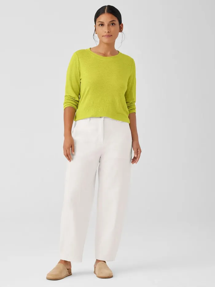 Women Eileen Fisher Pants Shorts and Jumpsuits Undyed Organic Cotton Denim Lantern Jean Undyed Natural