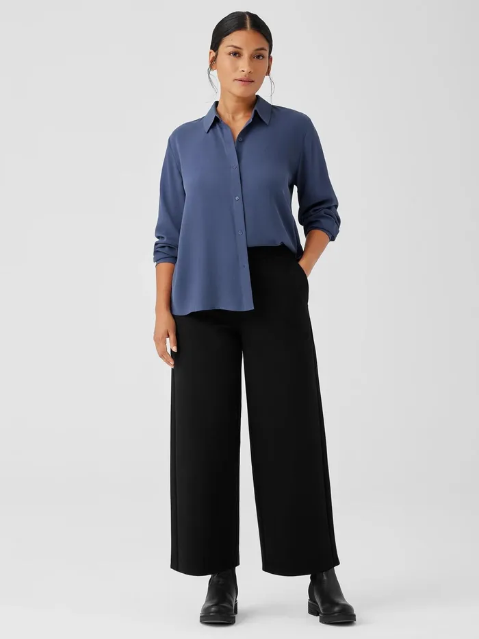 Women Eileen Fisher Pants Shorts and Jumpsuits Washable Flex Ponte WideLeg Pant Black