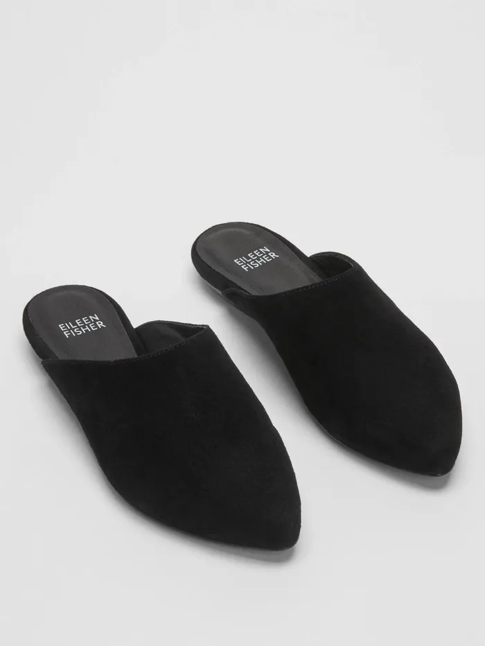 Women Eileen Fisher Shoes Blog Suede Mule Black