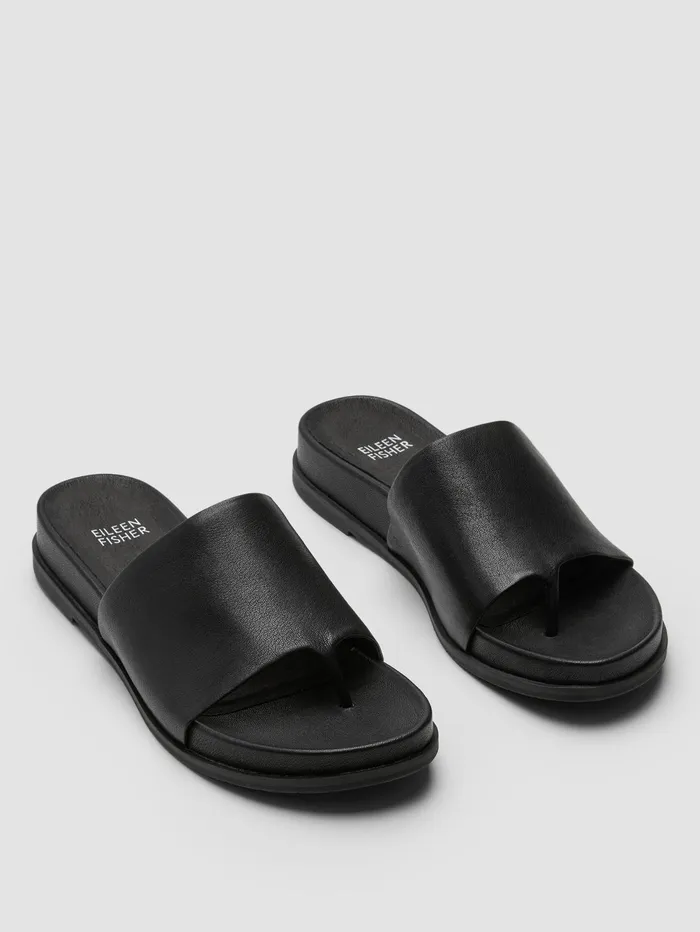 Women Eileen Fisher Shoes Duet Tumbled Leather Sandal Black