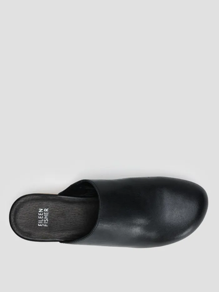 Women Eileen Fisher Shoes Smooth Leather Clog Black