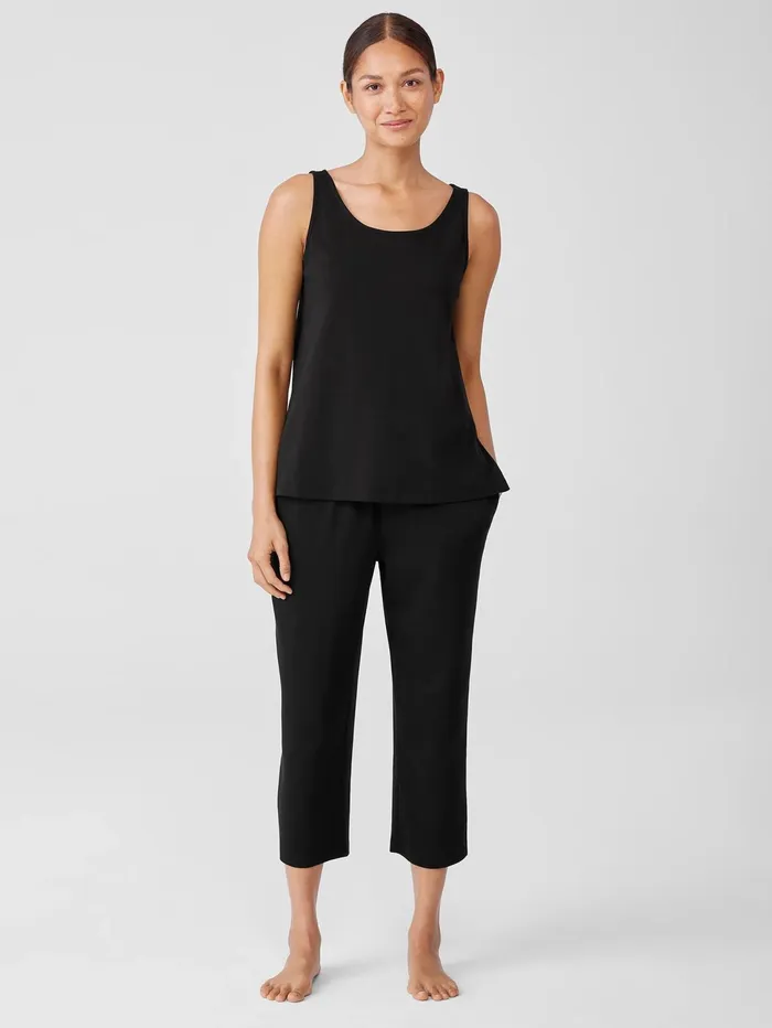 Women Eileen Fisher Sleepwear Organic Cotton Interlock Scoop Neck Sleep Tank Black