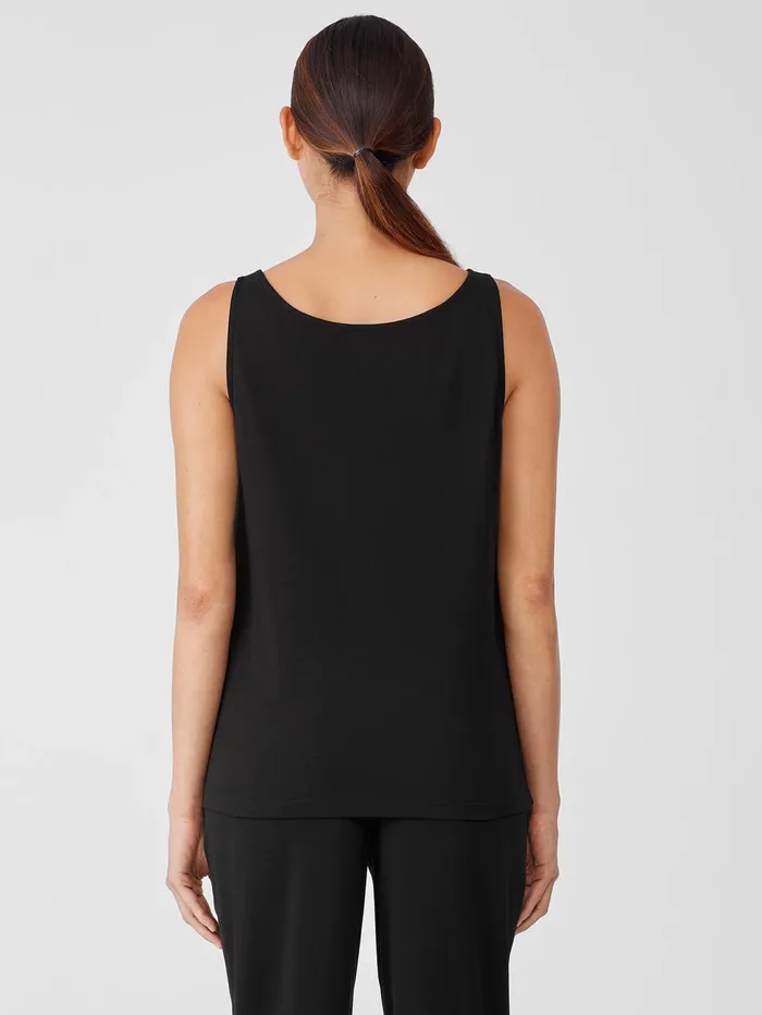 Women Eileen Fisher Sleepwear Organic Cotton Interlock Scoop Neck Sleep Tank Black