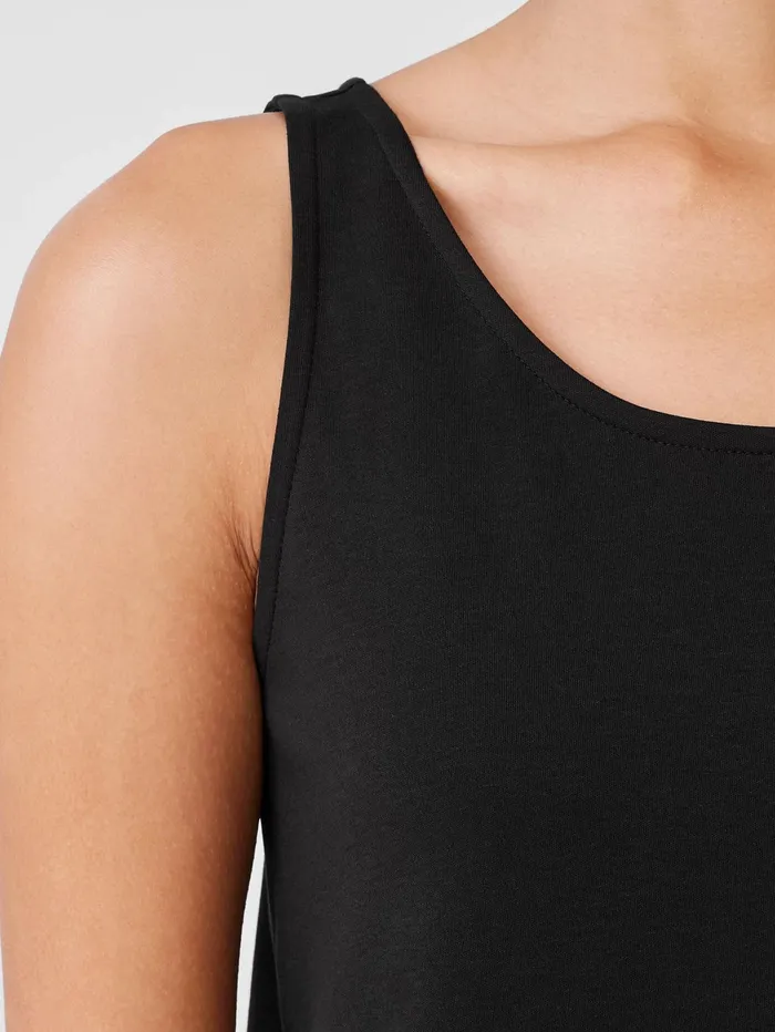 Women Eileen Fisher Sleepwear Organic Cotton Interlock Scoop Neck Sleep Tank Black