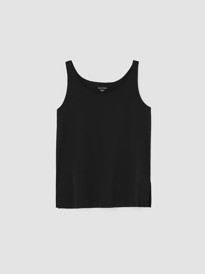 Women Eileen Fisher Sleepwear Organic Cotton Interlock Scoop Neck Sleep Tank Black