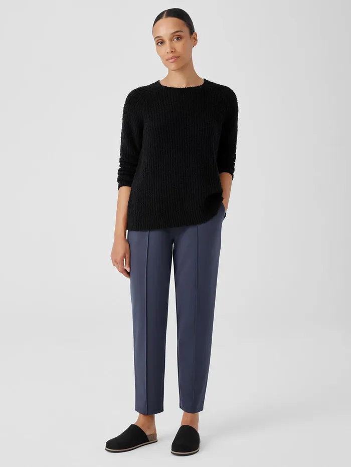 Women Eileen Fisher Sweaters and Cardigans Cotton Fluff Crew Neck Long Top Black