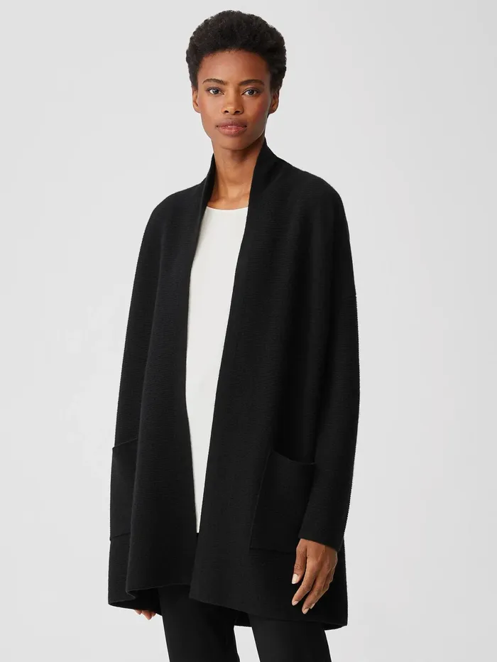 Women Eileen Fisher Sweaters and Cardigans Italian Cashmere Links Cardigan Black