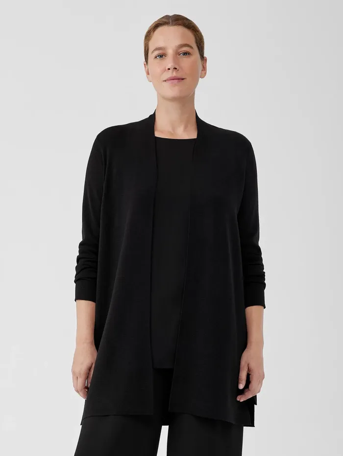 Women Eileen Fisher Sweaters and Cardigans Ultrafine Merino Long Cardigan Black Women Eileen Fisher Sweaters and Cardigans Ultrafine Merino Long Cardigan Black