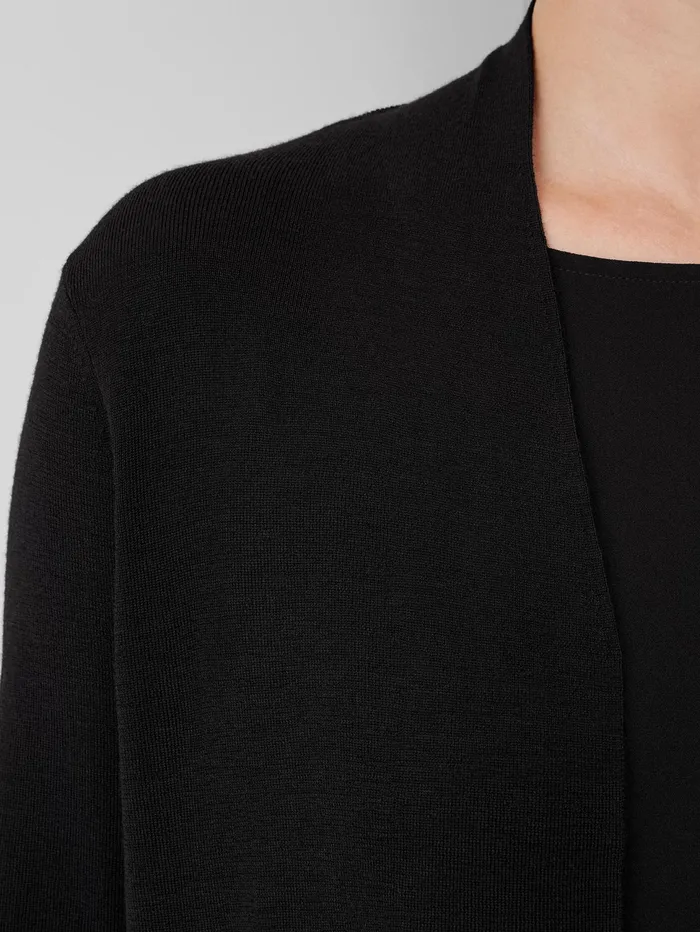 Women Eileen Fisher Sweaters and Cardigans Ultrafine Merino Long Cardigan Black