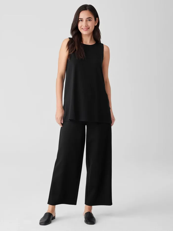 Women Eileen Fisher Tanks and Camis Stretch Jersey Knit Crew Neck Long Tank Black