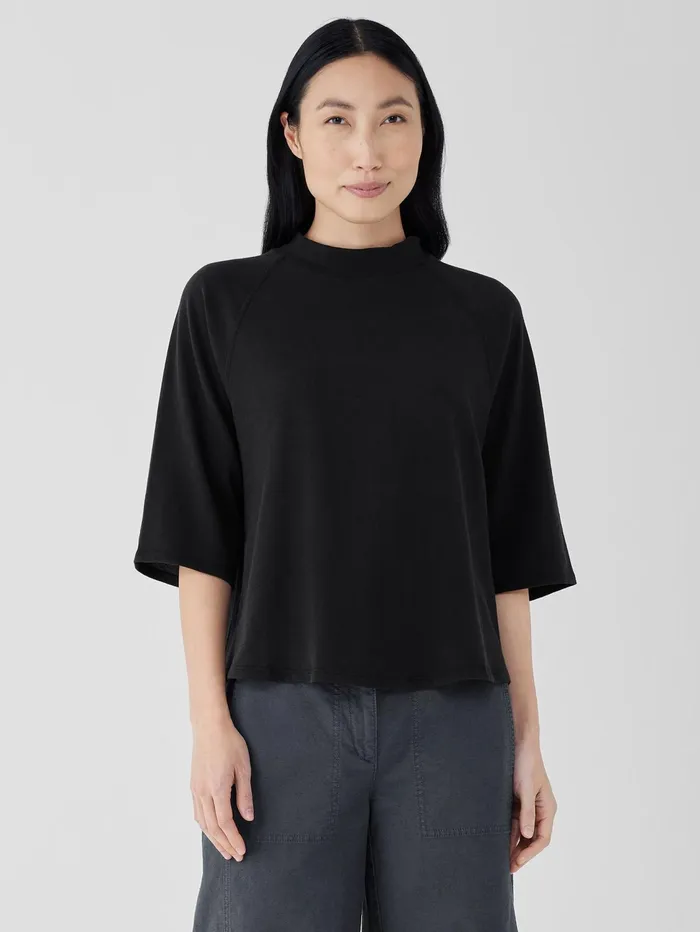 Women Eileen Fisher Tops and Tees Cozy Organic Cotton Slub Mock Neck Top Black Women Eileen Fisher Tops and Tees Cozy Organic Cotton Slub Mock Neck Top Black