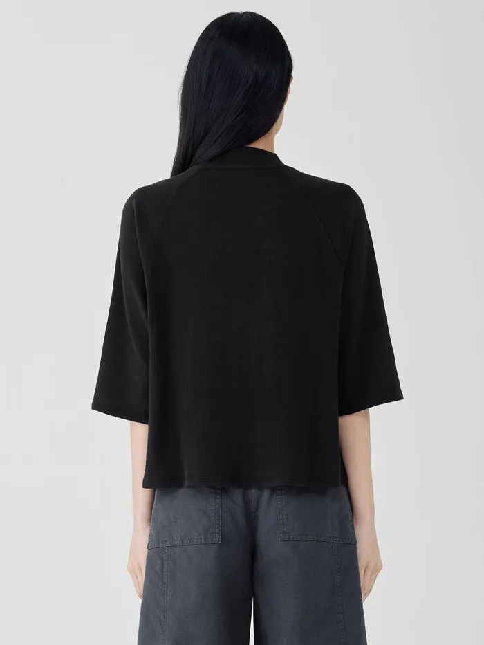 Women Eileen Fisher Tops and Tees Cozy Organic Cotton Slub Mock Neck Top Black