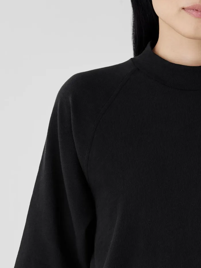 Women Eileen Fisher Tops and Tees Cozy Organic Cotton Slub Mock Neck Top Black