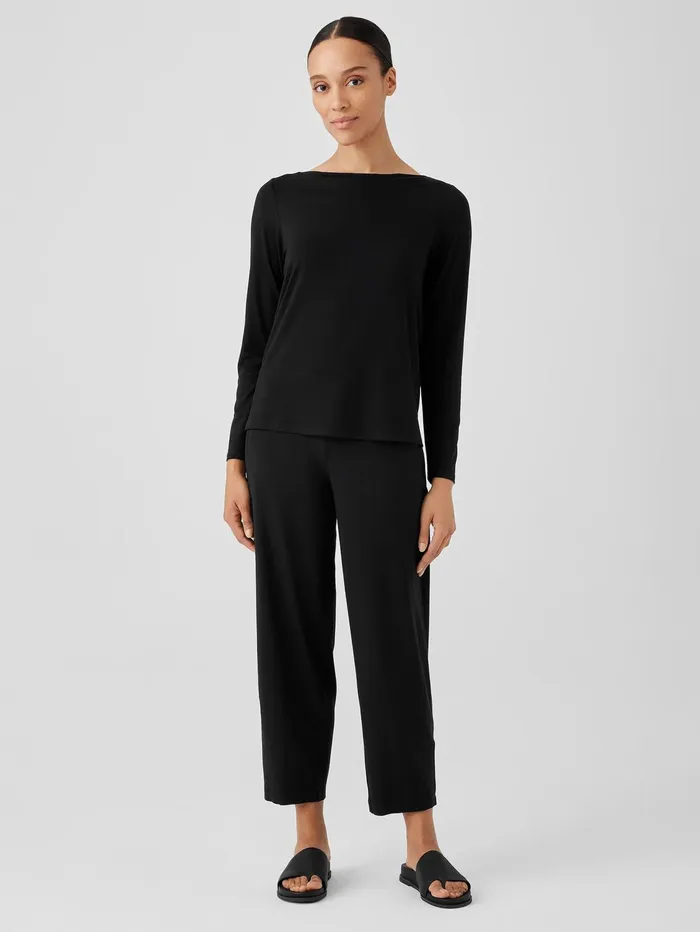 Women Eileen Fisher Tops and Tees Fine Jersey Cowl Neck Top Black