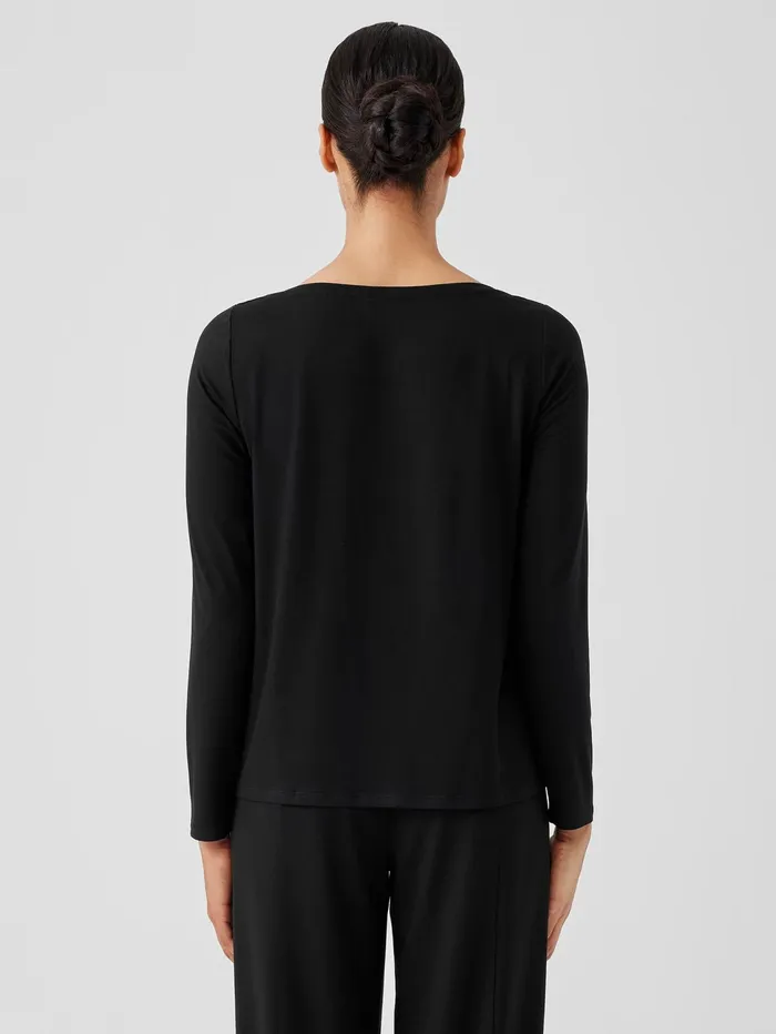 Women Eileen Fisher Tops and Tees Fine Jersey Cowl Neck Top Black