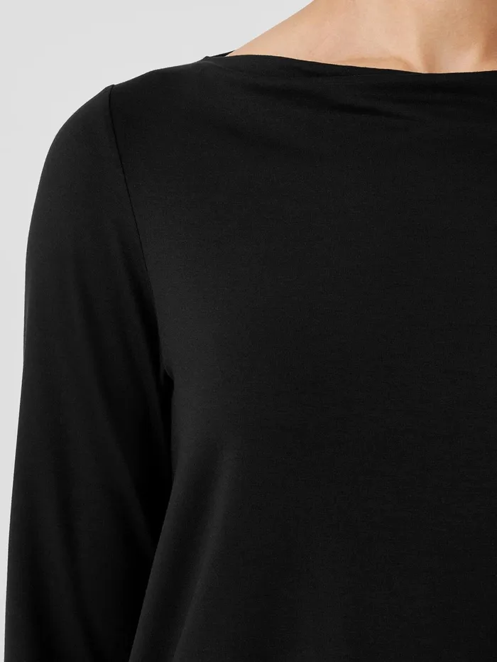 Women Eileen Fisher Tops and Tees Fine Jersey Cowl Neck Top Black